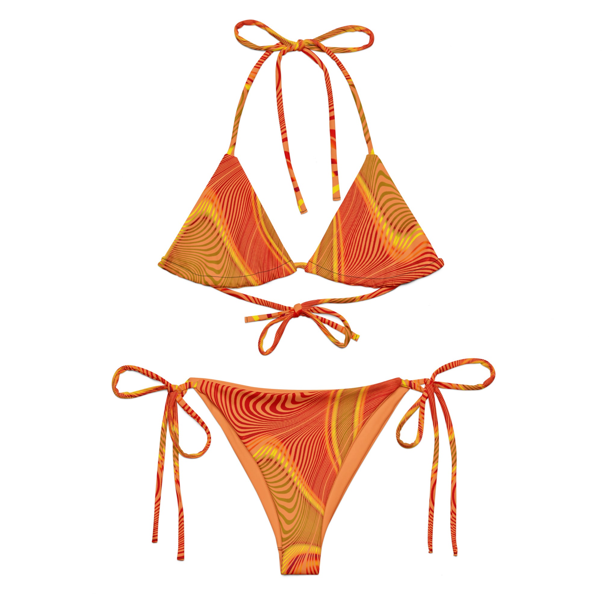 Orang smudge All-over print string bikini